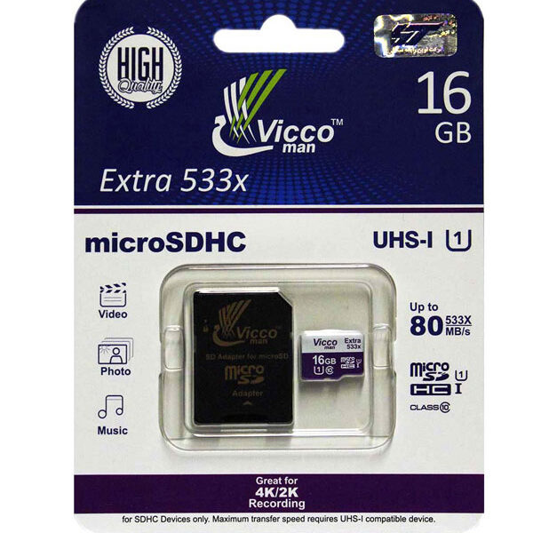 رم میکرو ۱۶ گیگ ویکومن Vicco man U1 80MB/s