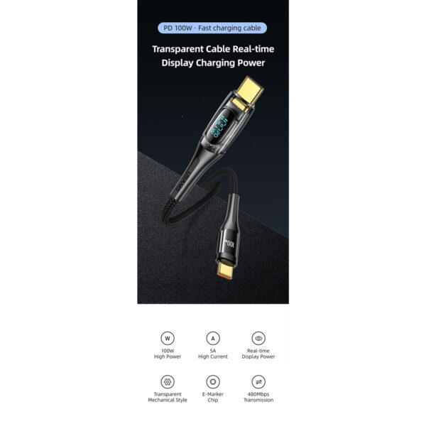 کابل تبدیل USB-C به USB-C یوسمز مدل Sj590 طول 1.2 متر