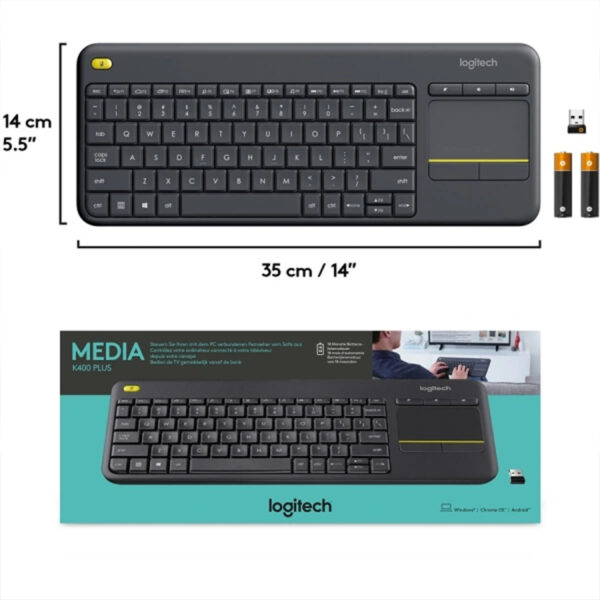 کیبورد بی سیم لاجیتک مدل K400 Plus، سوییچ ممبران، Tenkeyless