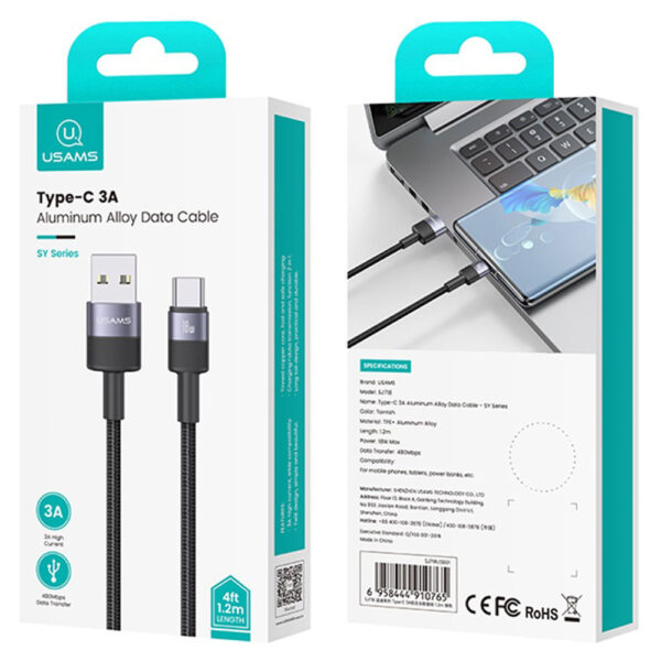 کابل تایپ سی فست شارژ Usams SJ718 3A 18W 1.2m